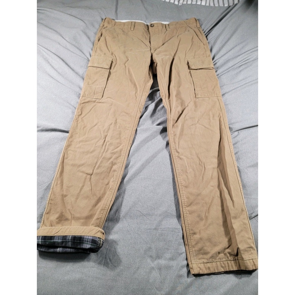 Eddie Bauer Legend Men's Flannel Lined Cargo Pants‎ 38x34 Beige Outdoor Casual